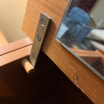 MCM Teak Vanity w/ Lift Up Mirror & Stool