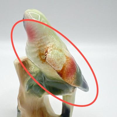 ROYAL COPLEY ~ Pair (2) MCM Porcelain Parrot Figurine Vases