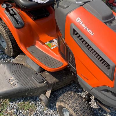 Husqvarna YTH 1846 Lawn Tractor & Dumping Utility Cart 18.5 HP 46" Deck Intek 540cc RUNS GREAT!
