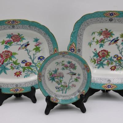 Antique FELSPAR Porcelain Serving Platters & Bowl, 1836