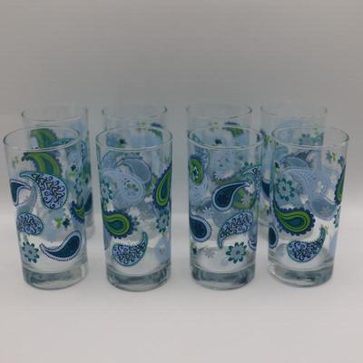 Vintage Royal Norfolk, CRISA Paisley Glass Tumblers - Set of Eight (8)