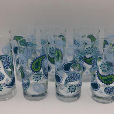 Vintage Royal Norfolk, CRISA Paisley Glass Tumblers - Set of Eight (8)