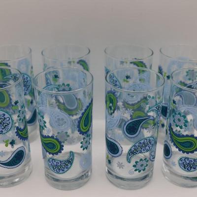 Vintage Royal Norfolk, CRISA Paisley Glass Tumblers - Set of Eight (8)