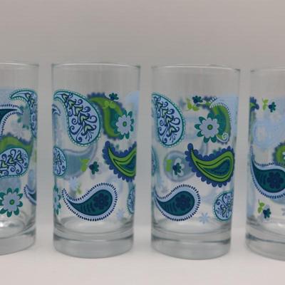 Vintage Royal Norfolk, CRISA Paisley Glass Tumblers - Set of Eight (8)