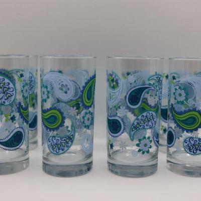 Vintage Royal Norfolk, CRISA Paisley Glass Tumblers - Set of Eight (8)