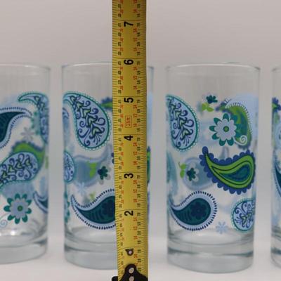 Vintage Royal Norfolk, CRISA Paisley Glass Tumblers - Set of Eight (8)