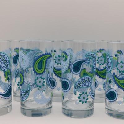 Vintage Royal Norfolk, CRISA Paisley Glass Tumblers - Set of Eight (8)