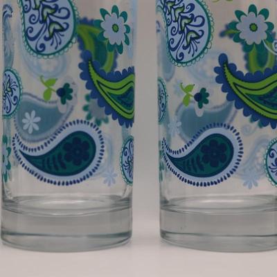 Vintage Royal Norfolk, CRISA Paisley Glass Tumblers - Set of Eight (8)