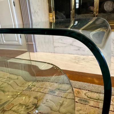 Set of Two (2) Curved Heavy Glass Nesting Side Tables
