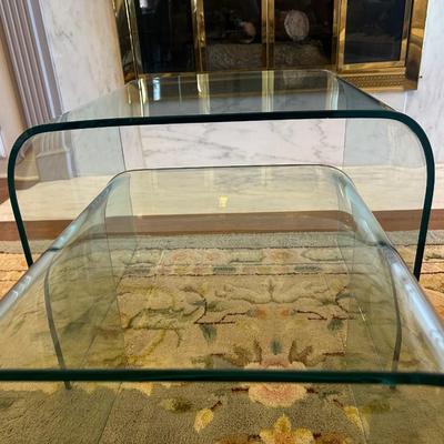 Set of Two (2) Curved Heavy Glass Nesting Side Tables