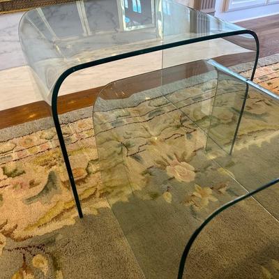 Set of Two (2) Curved Heavy Glass Nesting Side Tables
