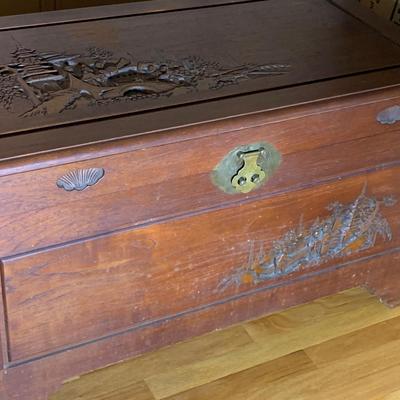 Wood Carved Asian Trunk