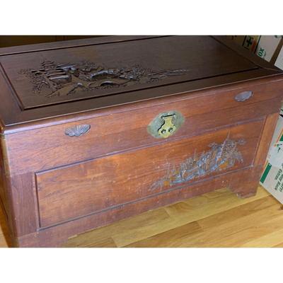 Wood Carved Asian Trunk