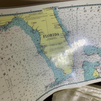 Vintage Laminated Nautical Map Placemat Lot