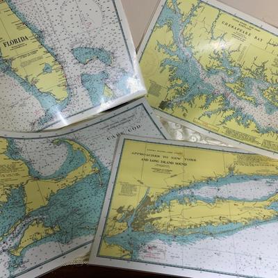 Vintage Laminated Nautical Map Placemat Lot