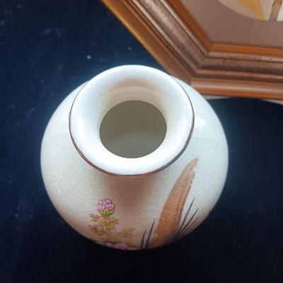 LIN-ART PICTURE AND 2 MATCHING VASES