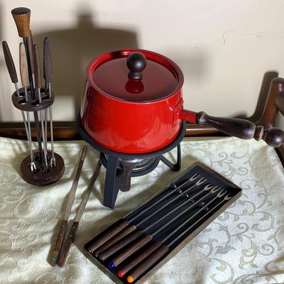 MCM Fondue Set & Utensils