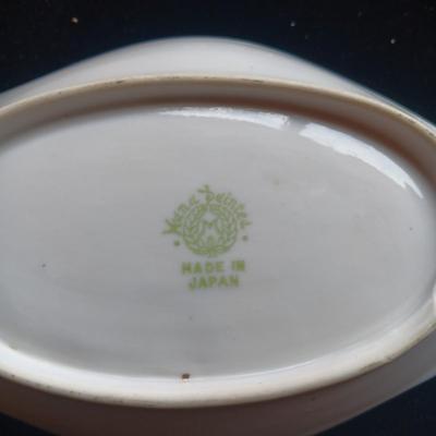 HAND PAINTED DISH AND SALT/PEPPER SHAKERS