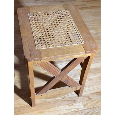 Handmade Cane Top End Table / Stool