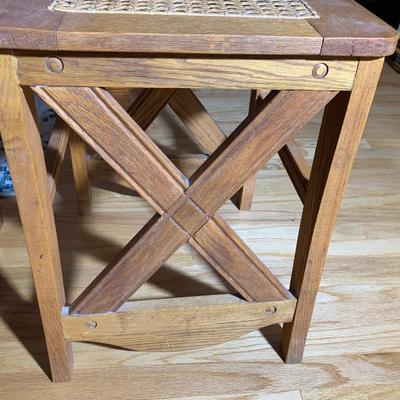 Handmade Cane Top End Table / Stool