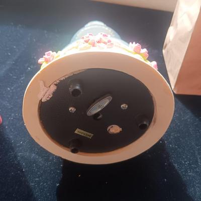 3 MUSIC BOXES, LADY FIGURINE AND CANDLE HOLDER