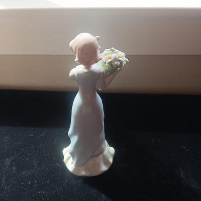 3 MUSIC BOXES, LADY FIGURINE AND CANDLE HOLDER