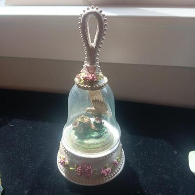 3 MUSIC BOXES, LADY FIGURINE AND CANDLE HOLDER