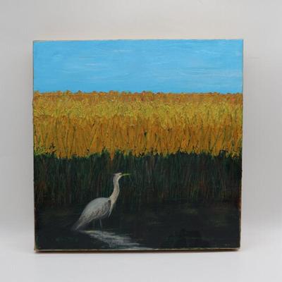 Original Acrylic Painting on Canvas of Heron