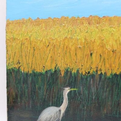 Original Acrylic Painting on Canvas of Heron