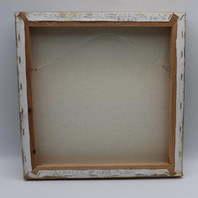 Original Acrylic Painting on Canvas of Heron