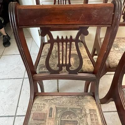 Five Vintage Wood Harp Chairs