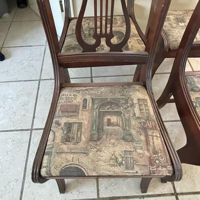 Five Vintage Wood Harp Chairs