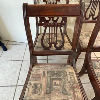 Five Vintage Wood Harp Chairs