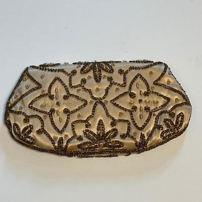 Gene Shelly Fully Sequin & Beaded White Evening Dress & Beaded Clutch