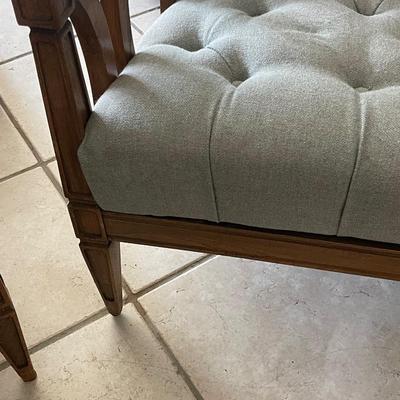 Two Vintage Modern Geometric Barrel Back Tufted Club Chairs