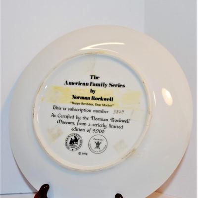 "Happy Birthday, Dear Mother" by Artist Norman Rockwell - Includes: Plate/Subscription #3829, 8½" Diameter & Date...