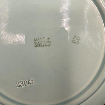 Zell Baden MAJOLICA Birds & Grapes (4) Snack Plates with (4) Teacups, Germany