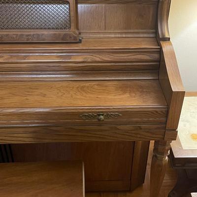 Gorgeous Wurlitzer Piano with Storage Bench and Brass Feet