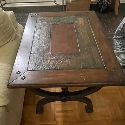 Vintage Natural Slab Stone End Table