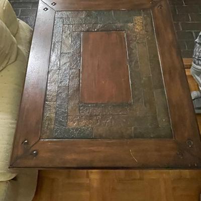 Vintage Natural Slab Stone End Table