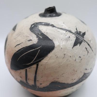 Signed and Titled "Head Full of Ideas" Pottery Vase