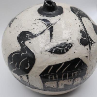 Signed and Titled "Head Full of Ideas" Pottery Vase