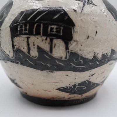 Signed and Titled "Head Full of Ideas" Pottery Vase