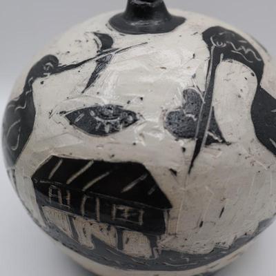 Signed and Titled "Head Full of Ideas" Pottery Vase