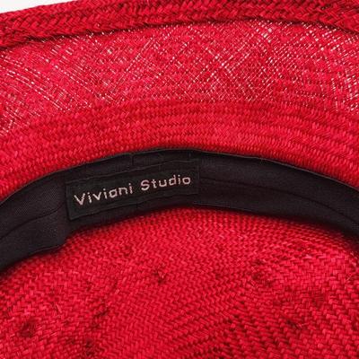 Vintage Viviani Studio Red Weaved Accordian Hat