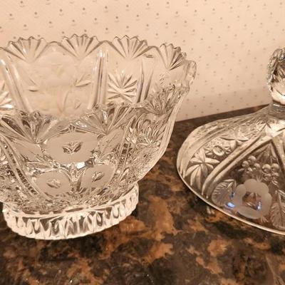 Lot #79 Floral Lidded Candy Jar - Lead Crystal