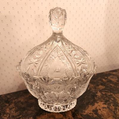 Lot #79 Floral Lidded Candy Jar - Lead Crystal