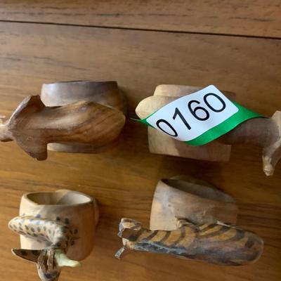 Wood Jungle Animals Napkin Ring Set
