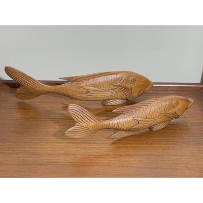 Mid Century Wood Carved Fish