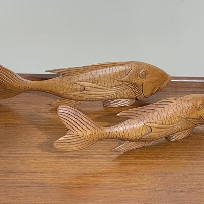 Mid Century Wood Carved Fish